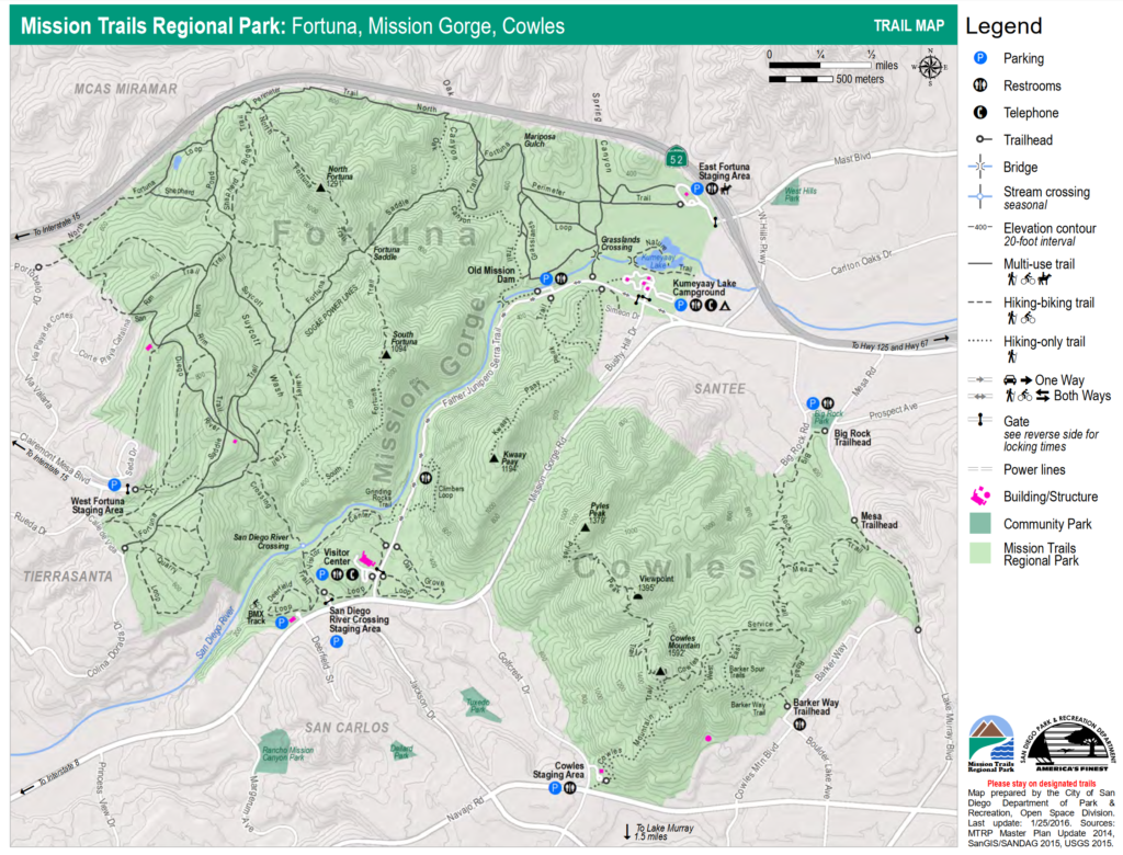 5 Peak Challenge at Mission Trails - Mission Trails Park Map 1024x780 